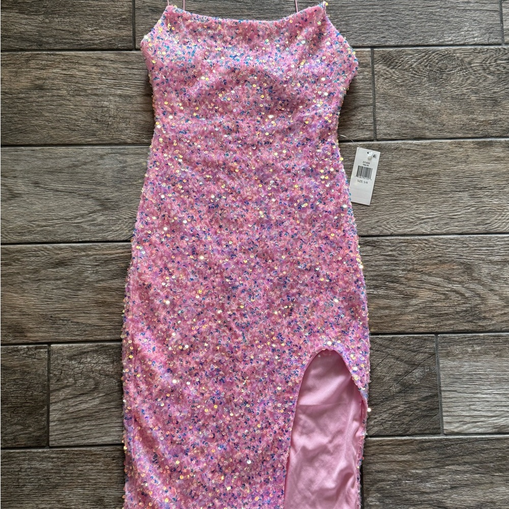 Pink Sequin Strapless Dress